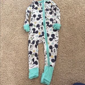 Little sleepies 12-18mDisney Mickey Mouse Kids One Piece Pajama - Teal and White